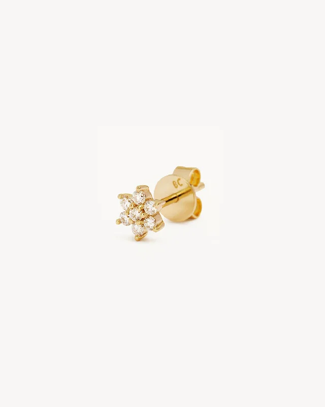 Trending Jewelry Styles Now At Limited-Time Discounts Luxury Fashion 14k Solid Gold Lotus Flower Diamond Stud Earring