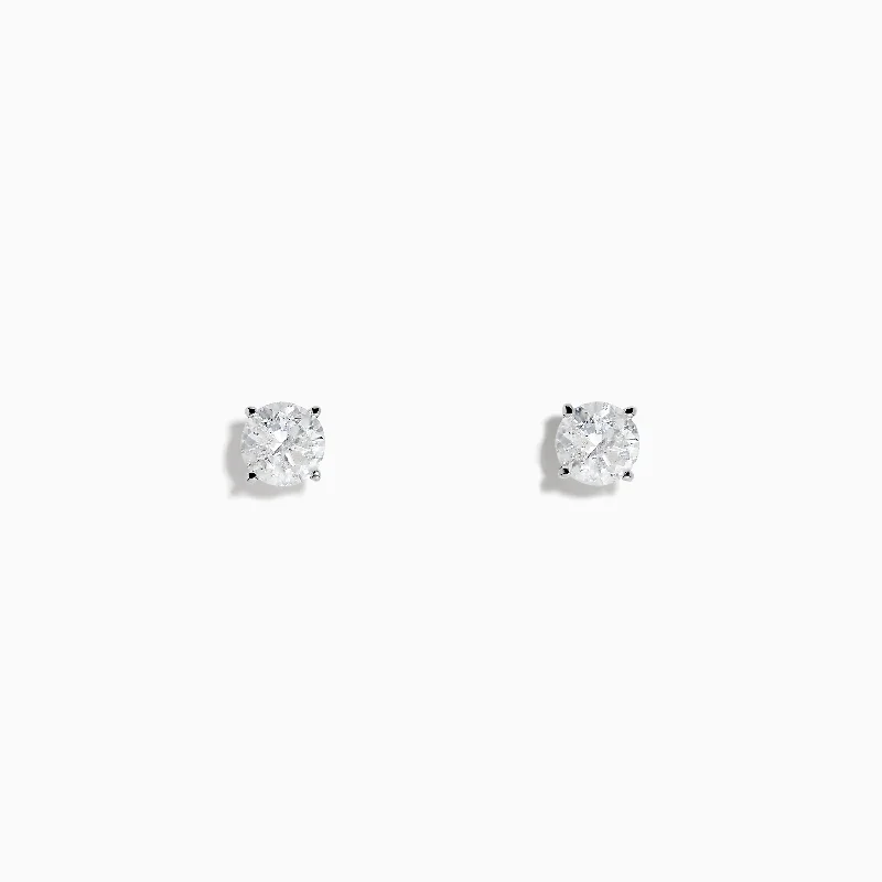 Elegant Jewelry Styles At Budget-Friendly Prices Trendy Women'S Wear Collection 14K White Gold Diamond Solitaire Stud Earrings, 1.0 TCW