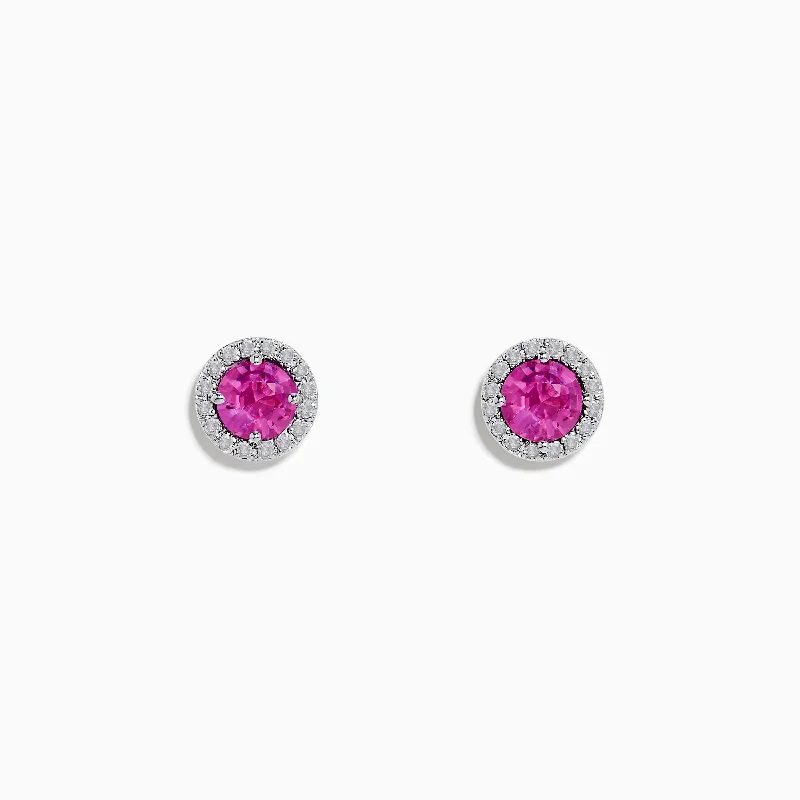 Exclusive Jewelry Sale – Sparkle For Less Gift Ideas 14K White Gold Pink Sapphire and Diamond Stud Earrings