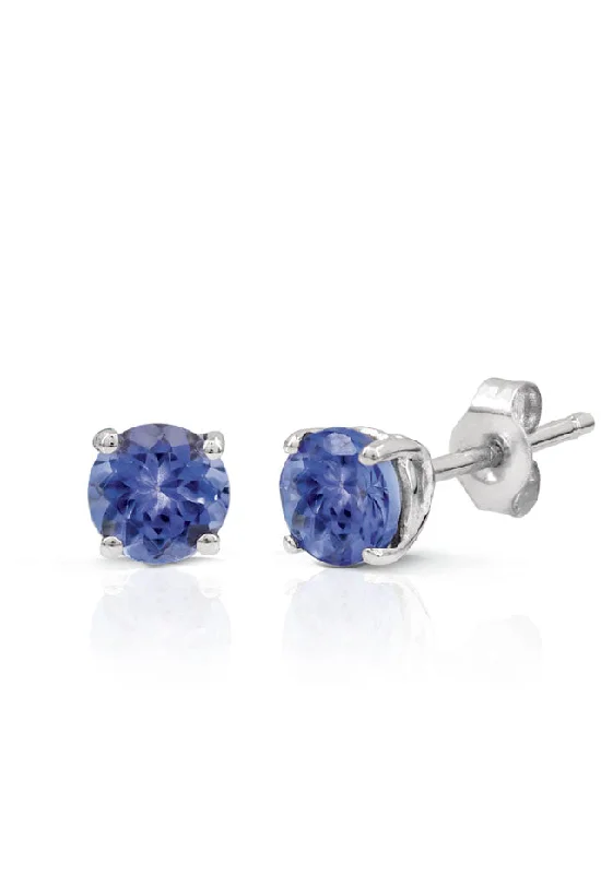 Exclusive Jewelry Offers – Sparkle For Less Chic & Cozy Collection 14K White Gold Round Tanzanite Stud Earrings, 0.65 TCW