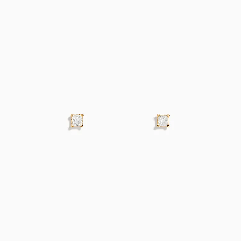 Don't Miss Out On Jaw-Dropping Jewelry Discounts Budget-Friendly Fashion 14K Yellow Gold Princess Cut Diamond Solitaire Stud Earrings, 0.14 TCW