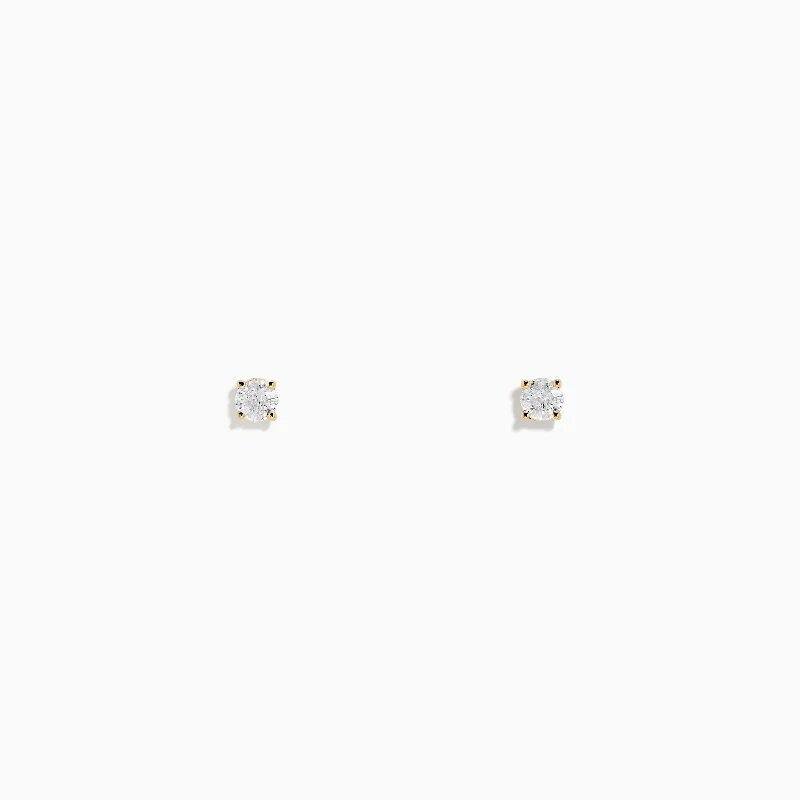 Timeless Elegance At Unbelievable Discounts End Of Season Sale 14K Yellow Gold Diamond Solitaire Stud Earrings, 0.15 TCW