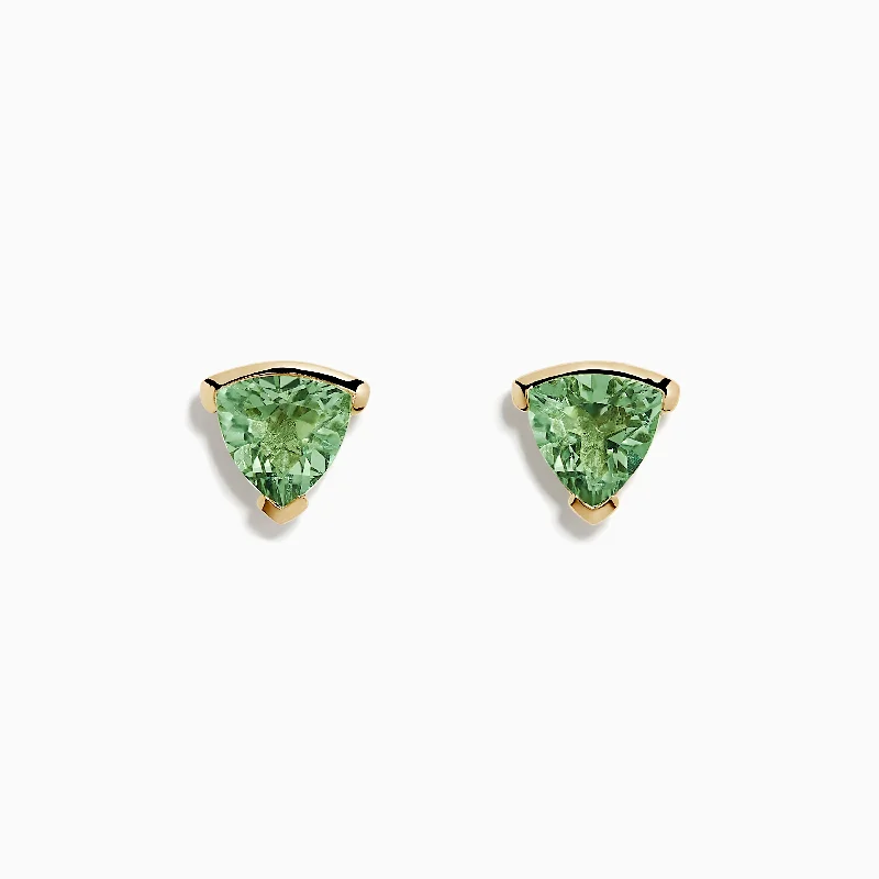 Discounted Jewelry For A Glamorous Look Comfortable Chic 14K Yellow Gold Green Amethyst Stud Earrings