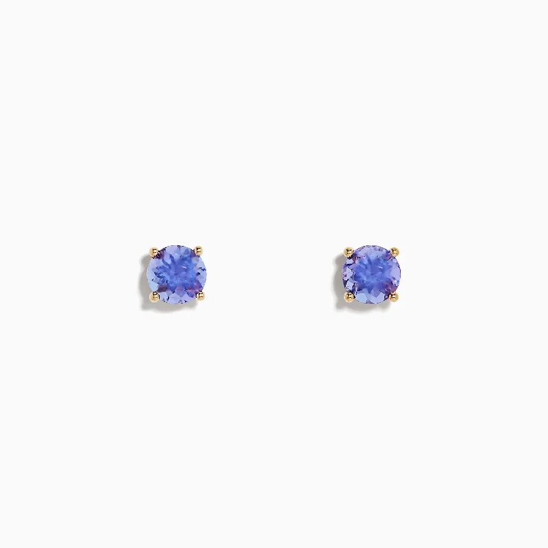 Shop High-Quality Jewelry At Jaw-Dropping Discounts Glamorous Fashion Offers 14K Yellow Gold Tanzanite Stud Earrings