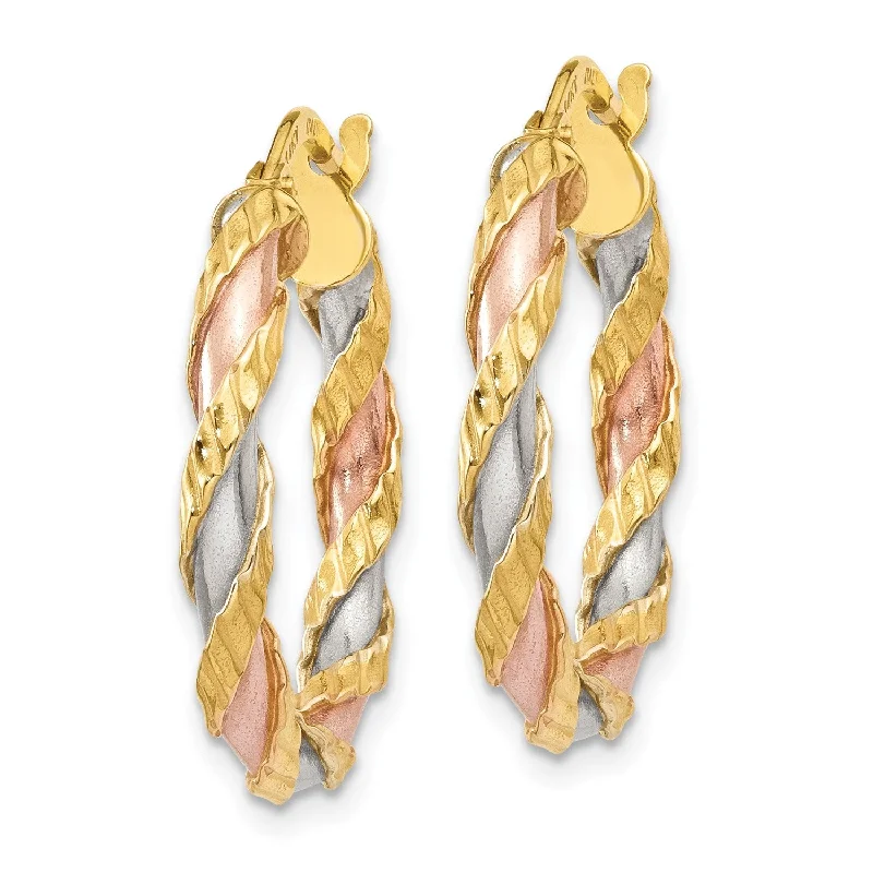 Buy More, Save More On Stunning Jewelry Designs Best-Sellers 14KT Gold Tri-Color 22X3MM Twist Hoop Earrings