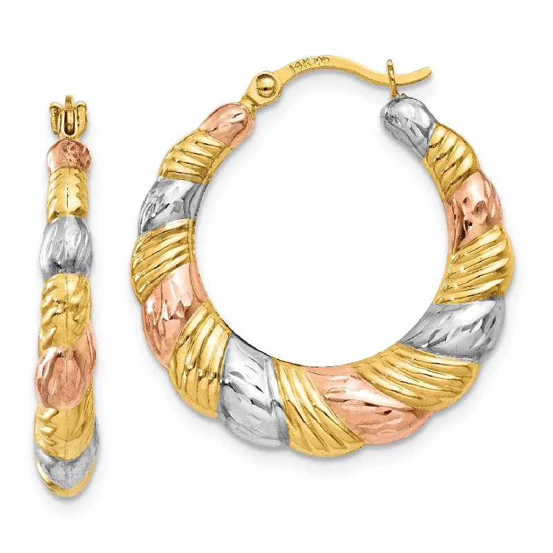 Waterproof Stainless Steel Jewelry For Lasting Beauty Fashion Frontiers 14KT Gold Tri-Color 23X22MM Hoop Earrings