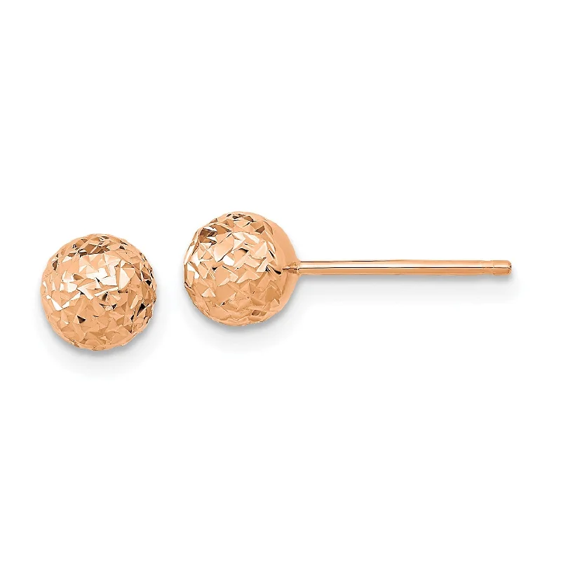 Fine Jewelry, Limited-Time Offers Available Stupidly Low Prices 14KT Rose Gold 6MM Diamond-cut Ball Stud Earrings