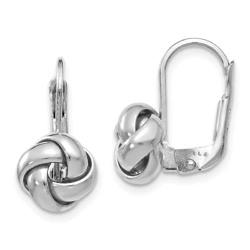 Luxury Jewelry Sale – Sparkle For Less Ride The Style Wave 14KT White Gold 13X9MM Leverback Love Knot Earrings