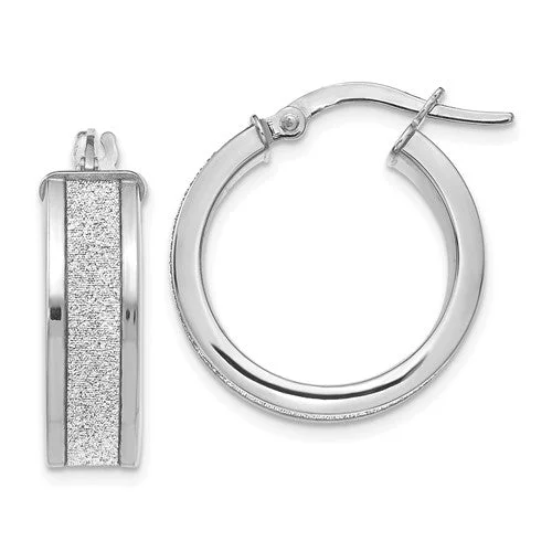 Modern Jewelry At Exclusive Discounts – Shop Today Timeless Elegance Redefined 14KT White Gold 20X15MM Glitter Hoop Earrings