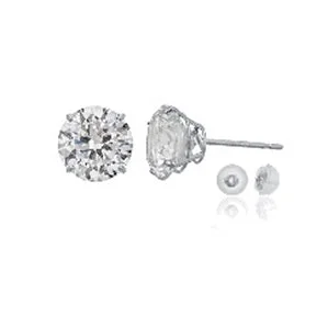 Dazzle In Elegance With Our Biggest Jewelry Sale Contemporary Chic Promotions 14KT White Gold 4MM Round Cubic Zirconia Stud Earrings