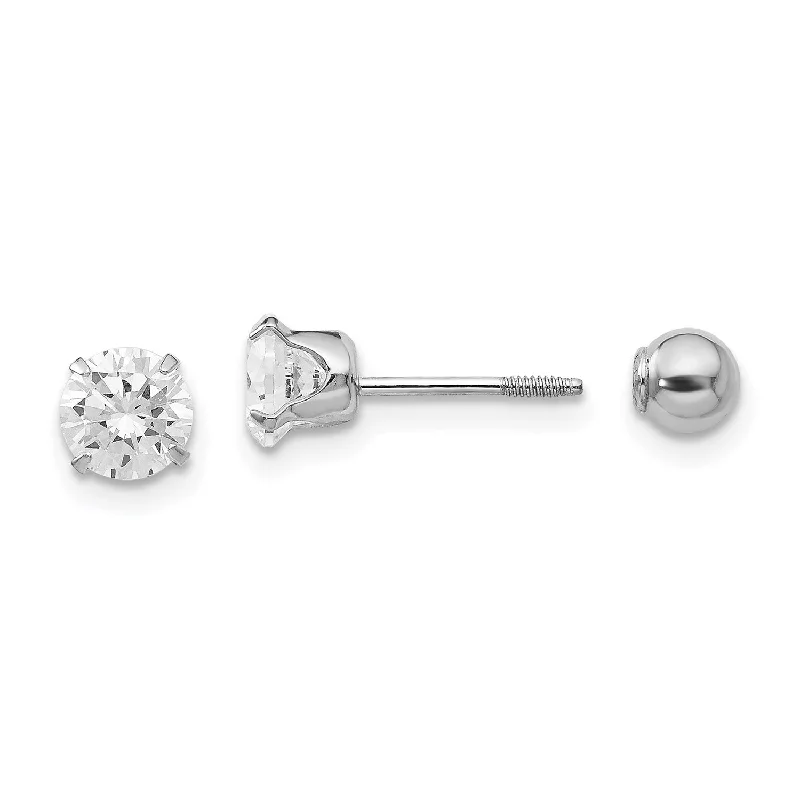 Exclusive Online Discounts On Stylish Jewelry Trendy Fashion Sale 14KT White Gold 5MM Cubic Zirconia Reversible Stud Earrings