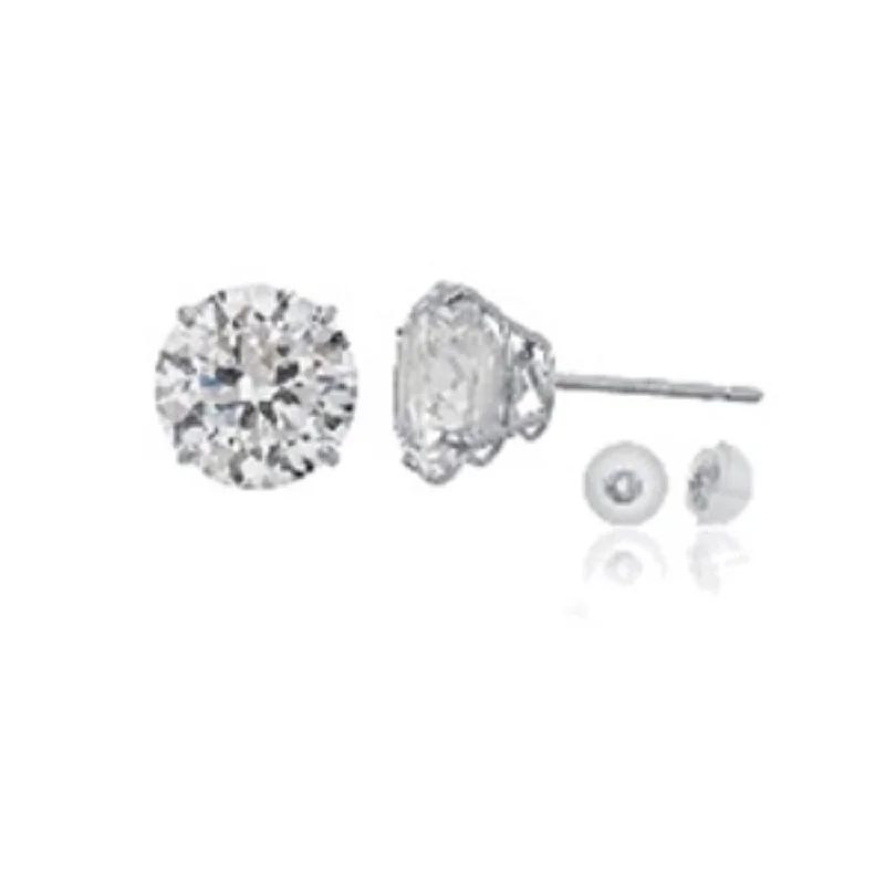 Flash Sale On Exquisite Jewelry – Don't Miss Out Style Without Limits 14KT White Gold 6MM Round Cubic Zirconia Stud Earrings