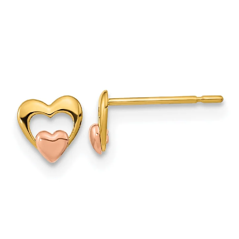 Best Jewelry Deals – Shop Premium Pieces At Great Prices The Latest Trends 14KT Yellow and Rose Gold 5MM Childrens Heart Stud Earrings