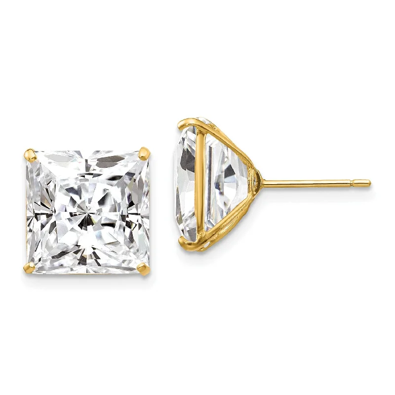 Exclusive Jewelry Markdowns – Limited-Time Offer Latest Trends 14KT Yellow Gold 11MM Square Cubic Zirconia Stud Earrings