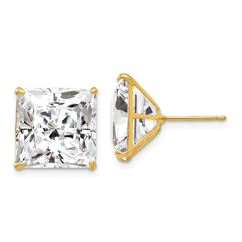 Don't Miss Out On Jaw-Dropping Jewelry Discounts Trend Alert 14KT Yellow Gold 12X212MM Square Cubic Zirconia Stud Earrings