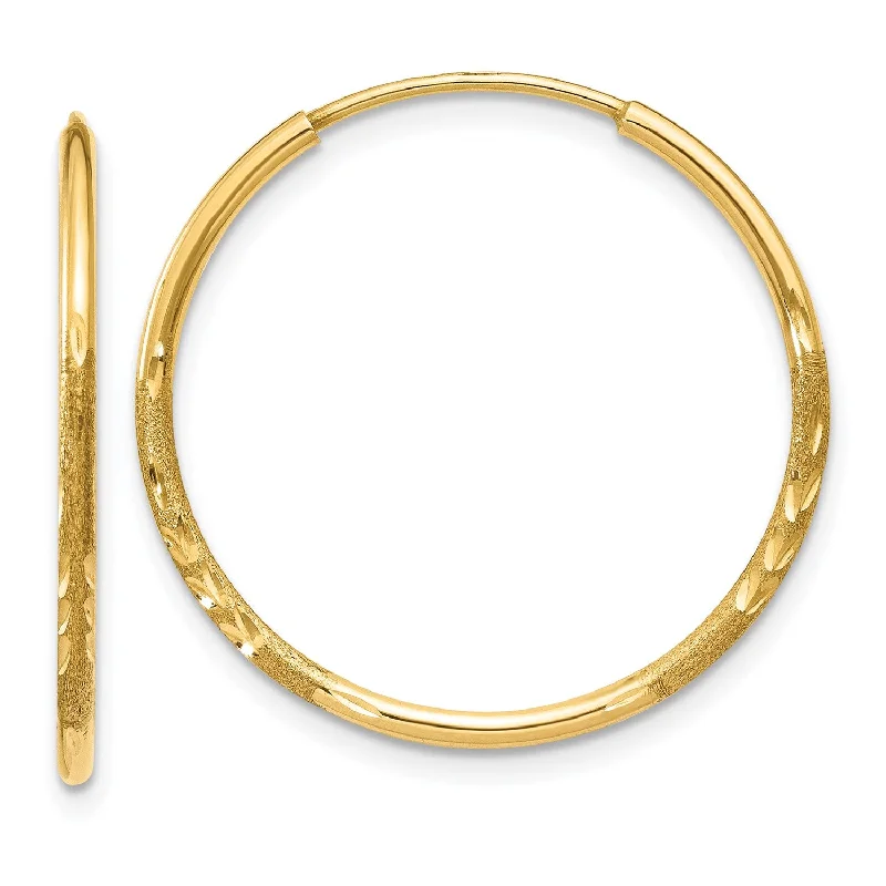 Discounted Jewelry For A Glamorous Look Bold Style Discounts 14KT Yellow Gold 21X1.25MM Diamond-cut Hoop Earrings