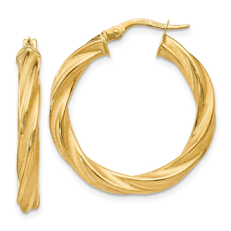 Seasonal Jewelry Deals – Elevate Your Style Mega Sale 14KT Yellow Gold 28X27MM Twist Hoop Earrings