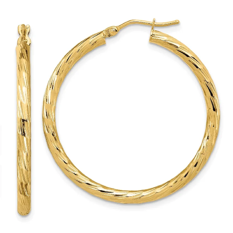 Shine In Style – Shop Jewelry Discounts Today Shop The Hottest Deals 14KT Yellow Gold 35X33MM Diamond-cut Hoop Earrings