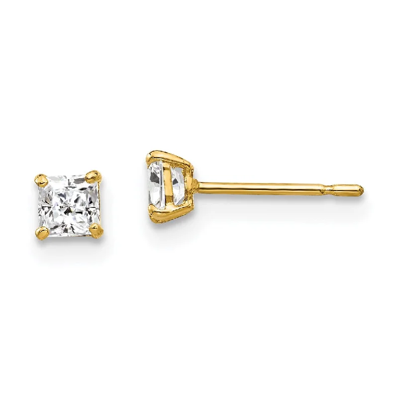 High-End Sparkle, Low-End Prices – Jewelry Sale Live Season Sale 14KT Yellow Gold 3MM Square Cubic Zirconia Stud Earrings