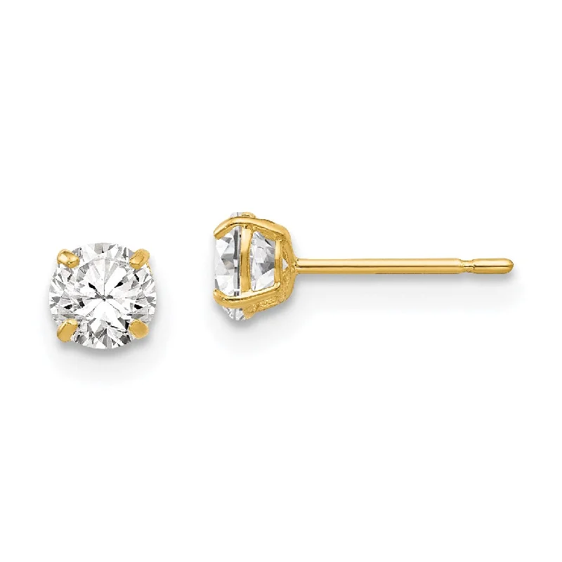 The Ultimate Jewelry Sale – Shop Premium Styles Hot Styles 14KT Yellow Gold 4MM Round Cubic Zirconia Stud Earrings