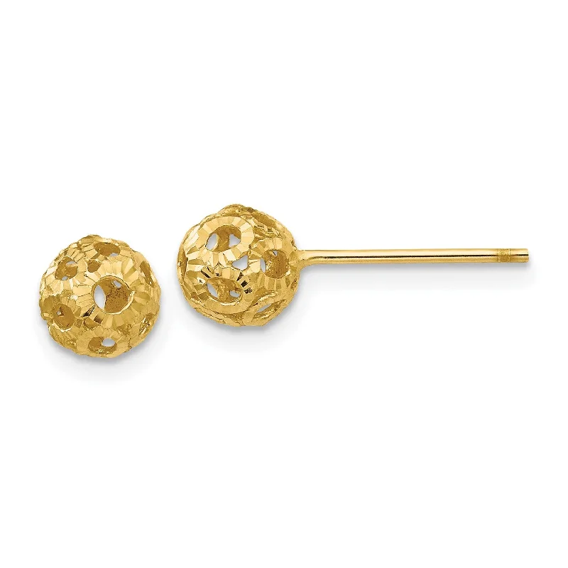 Timeless Elegance Now At Special Discounts Modern Fashion Sale 14KT Yellow Gold 5MM Diamond-cut Ball Stud Earrings