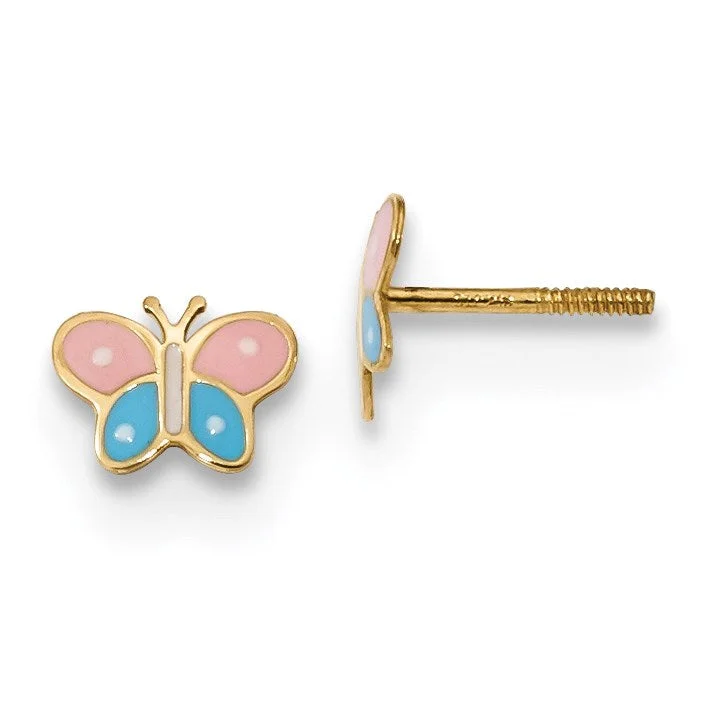 Elegant Jewelry Styles At Budget-Friendly Prices Embrace New Fashion 14KT Yellow Gold 5X7MM Childrens Butterfly Stud Earrings