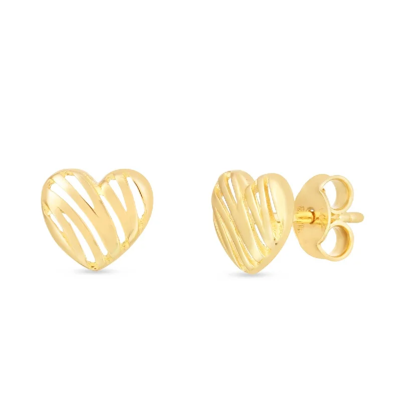 Affordable Luxury Jewelry For Every Occasion Swimwear Summer Blowout 14KT Yellow Gold 7MM Heart Stud Earrings