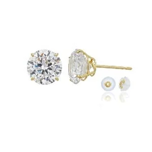 Huge Savings On Timeless Jewelry Collections Spring Offer 14KT Yellow Gold 7MM Round Cubic Zirconia Stud Earrings