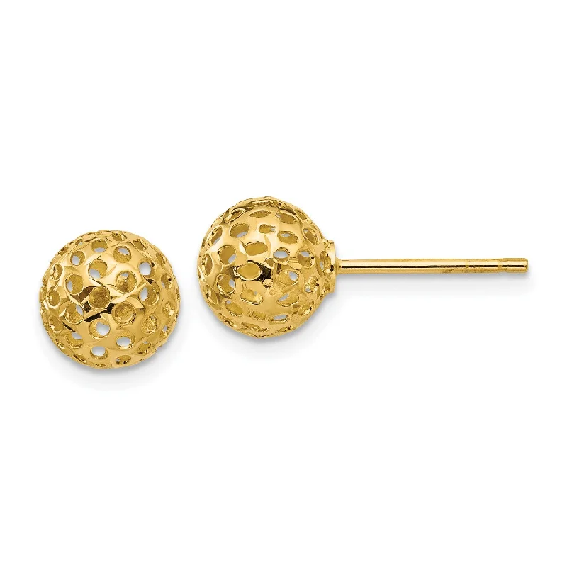 Limited-Stock Jewelry Sale – Shop Before It's Gone Affordable Luxury Fashion 14KT Yellow Gold 8MM Diamond-cut Ball Stud Earrings