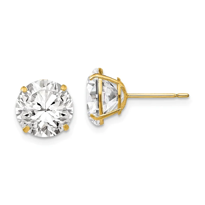 Chic, Trendy, And Affordable Jewelry Sale Crazy Price Slashing 14KT Yellow Gold 9MM Round Cubic Zirconia Stud Earrings