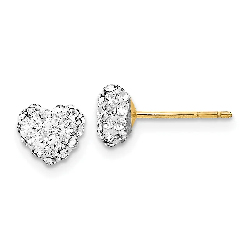 Modern Statement Jewelry For Bold Styling Ends Soon 14KT Yellow Gold Crystal 6MM Heart Stud Earrings