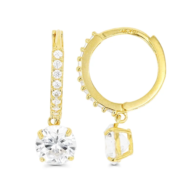 Make Every Moment Shine – Jewelry Discounts Available Modish Fashion Discounts 14KT Yellow Gold Cubic Zirconia Drop & Dangle Huggie Earrings