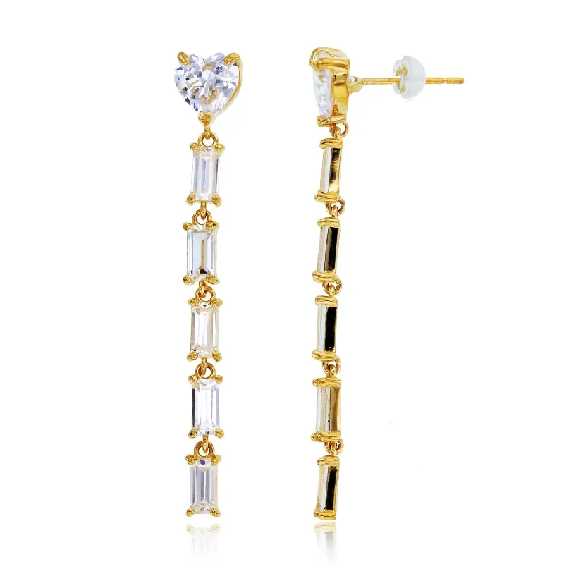 Breathtaking Jewelry, Breathtaking Prices Retro Style Promotions 14KT Yellow Gold Cubic Zirconia Heart Drop & Dangle Earrings