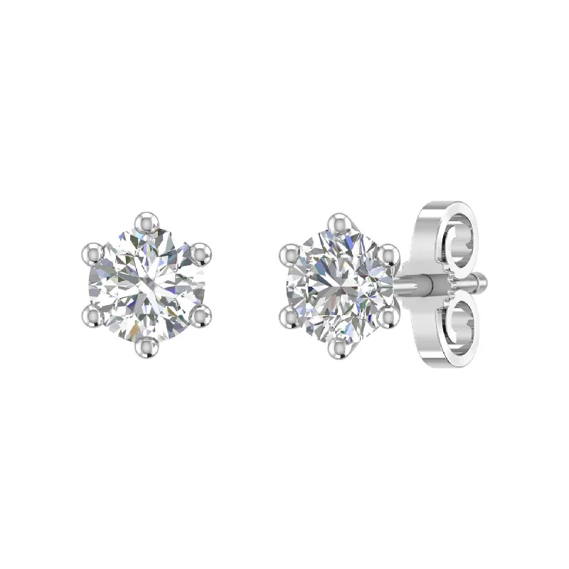 Shop Dazzling Jewelry At The Best Prices Limited Time Flash Sale 2/3 Carat Diamond 6-Prong Set Stud Earrings in Gold (0.66 Ct)