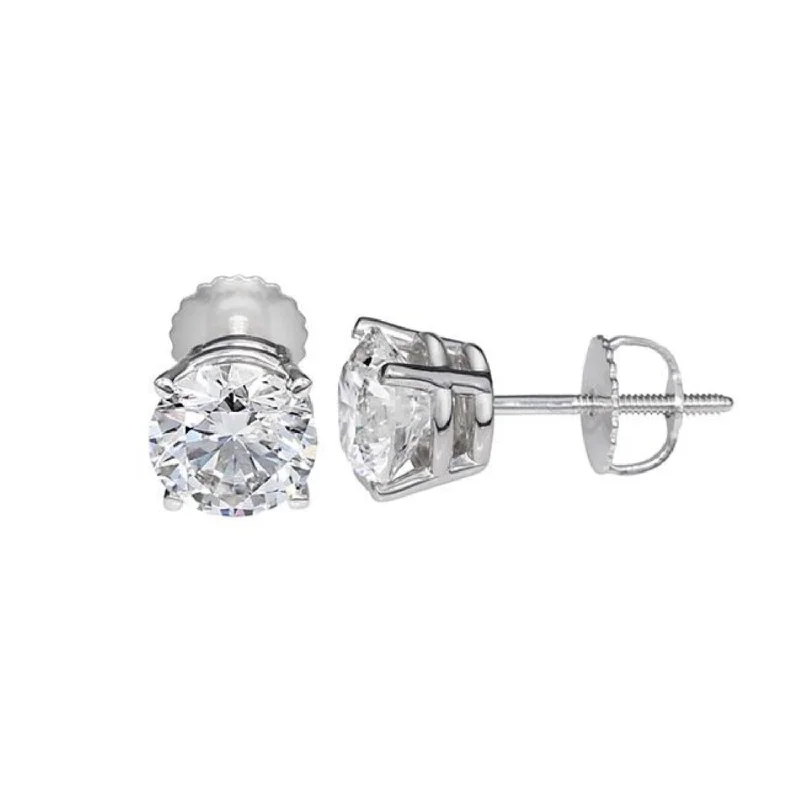 Romantic Heart-Shaped Jewelry For Special Gifts Sophisticated Street Style Offers Signature Certificate EcoLove 2 CTW Round Lab Grown Diamond Solitaire Stud Earrings in 14KT White Gold