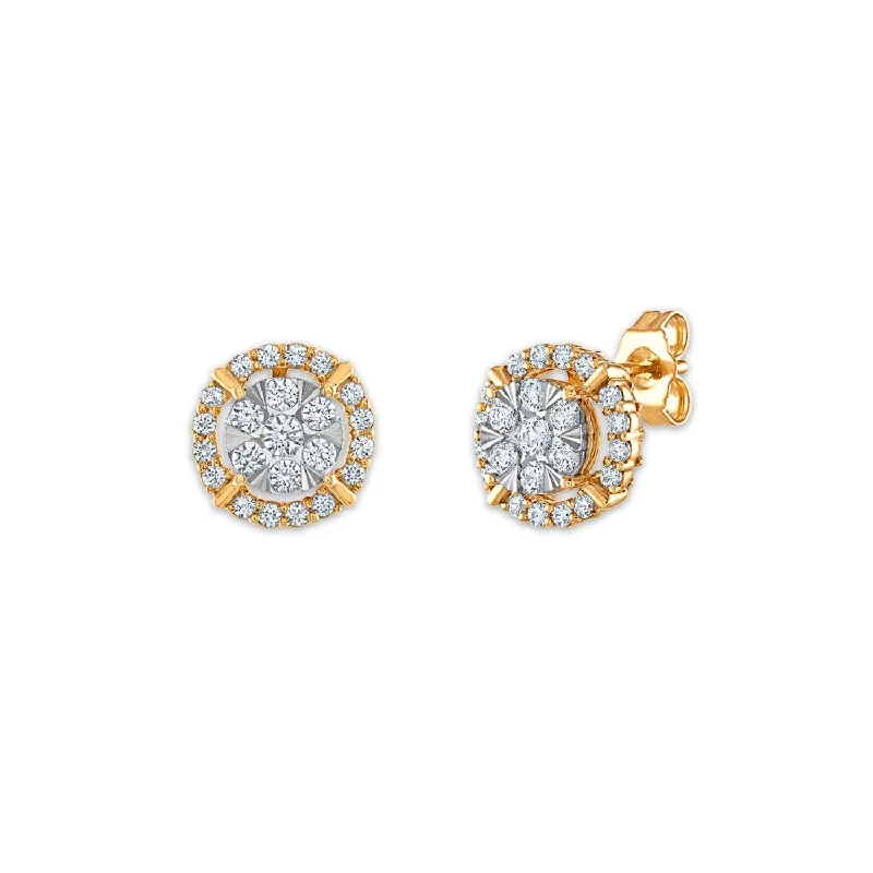 Jewelry Clearance – Final Chance To Save Big Spring Fashion 3/4 CTW Diamond Cluster Halo Stud Earrings in 10KT White and Yellow Gold