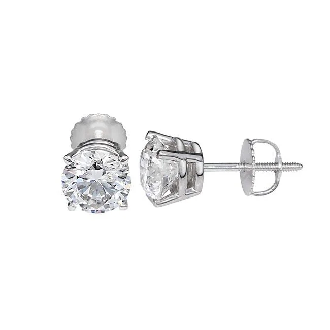 Premium Diamond Jewelry For Unforgettable Moments Easy Elegance Sales Signature Certificate EcoLove 3 CTW Round Lab Grown Diamond Solitaire Stud Earrings in 14KT White Gold