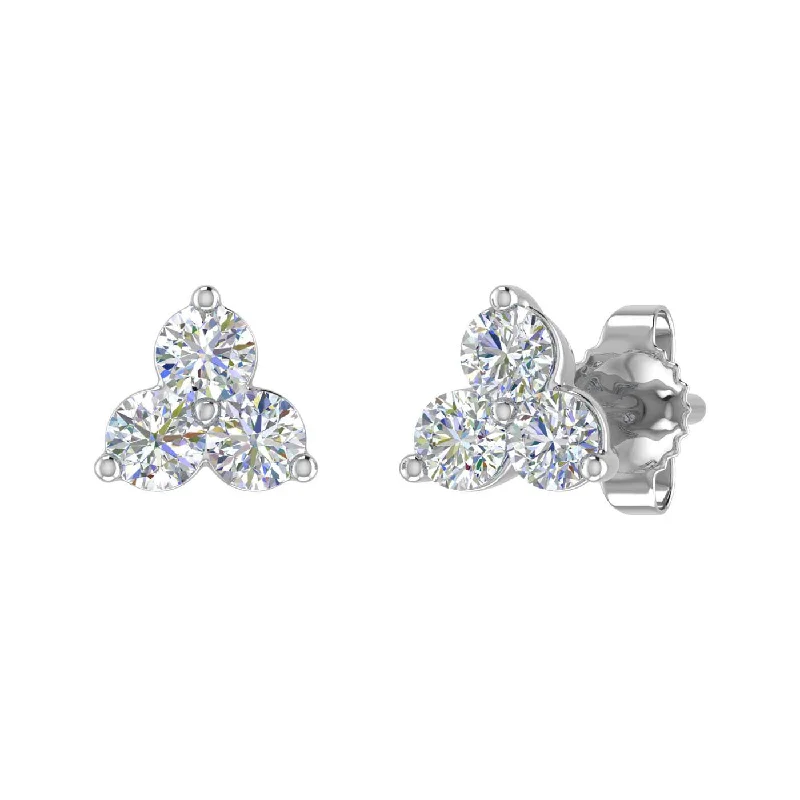 Exclusive Jewelry Sale – Sparkle For Less Trendy Fashion Sale 3-Stone Diamond Stud Earrings in Gold (0.31 Carat)