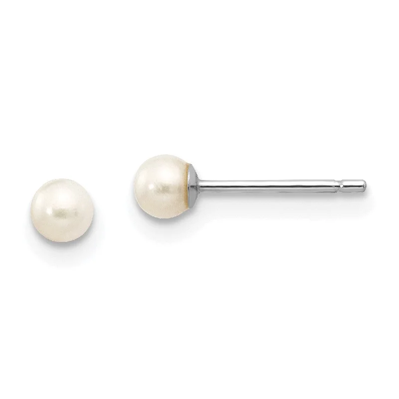 Special Sale On Handcrafted Jewelry – Shop Today Fashion Forward Femininity 3MM Round Pearl Stud Earrings in 14KT White Gold