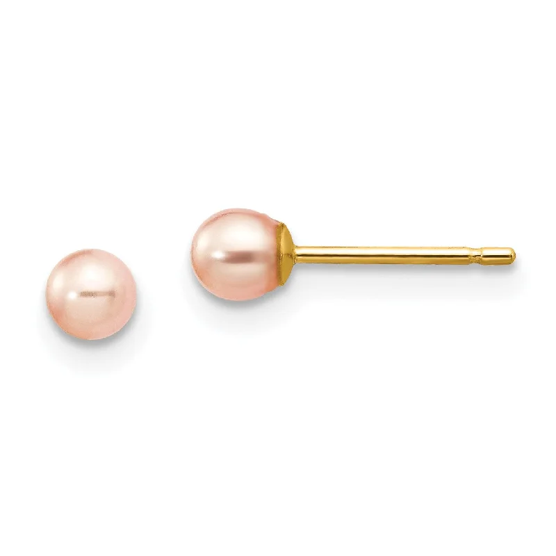 Flash Sale On Elegant Jewelry – Don't Miss Out Stylish Deals 3MM Round Pearl Stud Earrings in 14KT Yellow Gold