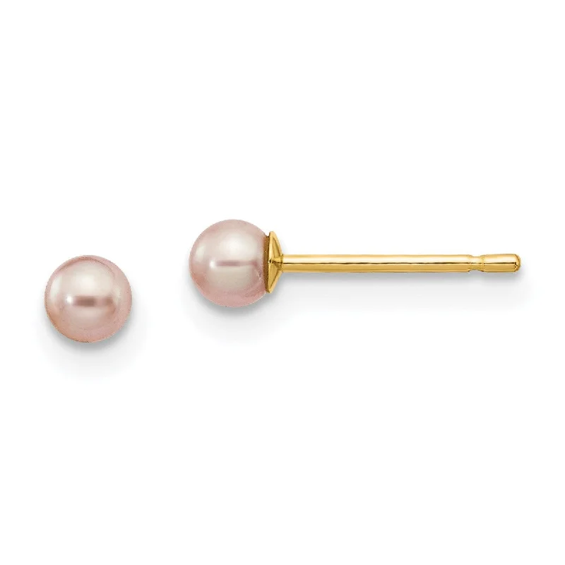 Limited-Time Jewelry Discounts – Shine Without The Splurge Chic Style Discounts 3MM Round Pearl Stud Earrings in 14KT Yellow Gold