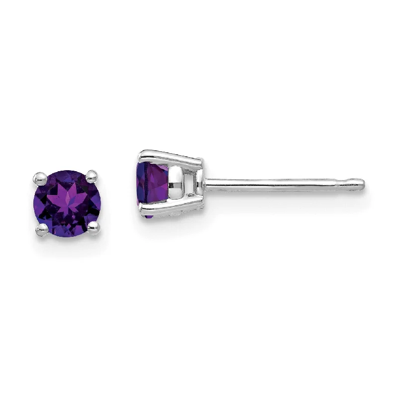 Grab Exquisite Jewelry At The Lowest Prices Exclusive Discount 4MM Round Amethyst Stud Earrings in 14KT White Gold