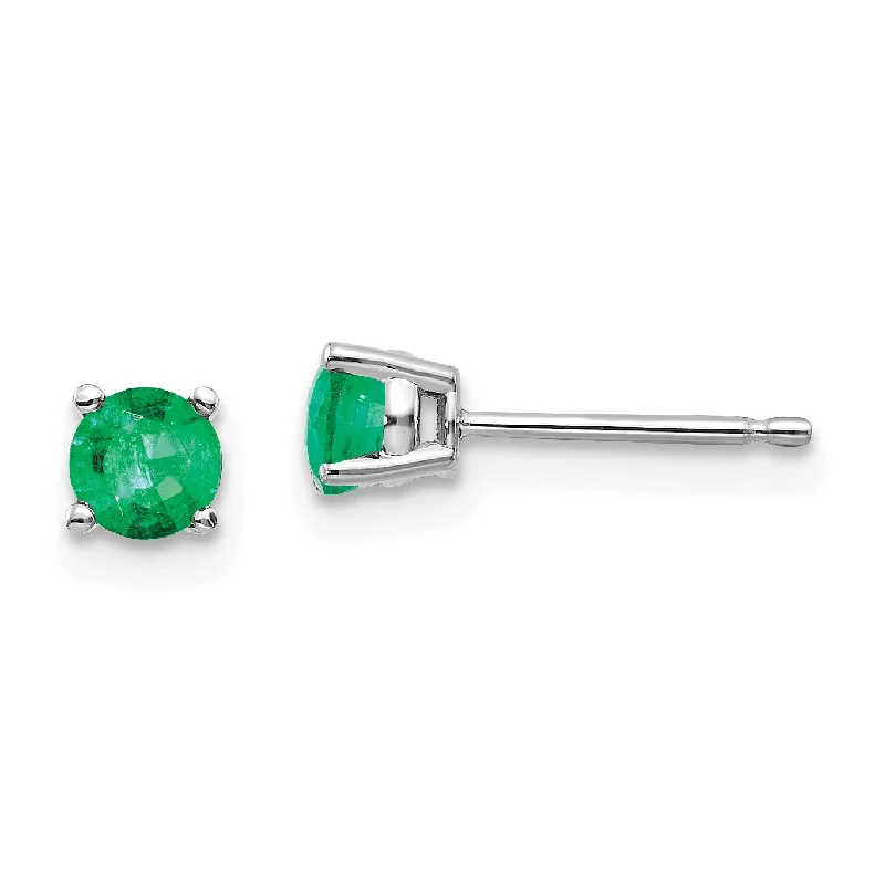 Jewelry Sale – Exclusive Styles At Lower Prices Budget-Friendly Fashion 4MM Round Emerald Stud Earrings in 14KT White Gold