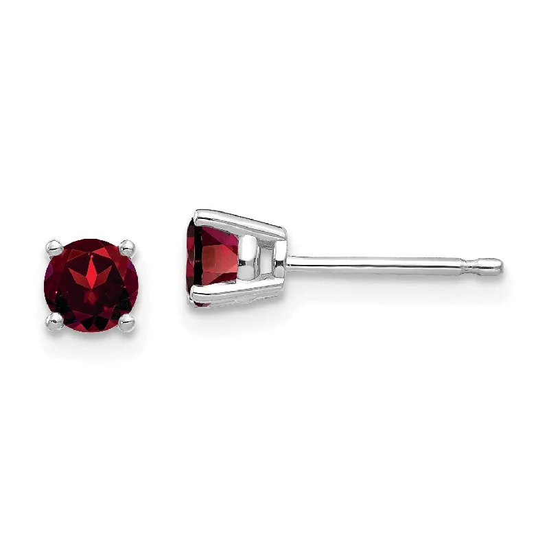 Limited-Stock Jewelry Clearance – Grab Your Favorites Now Daily Deals 4MM Round Garnet Stud Earrings in 14KT White Gold