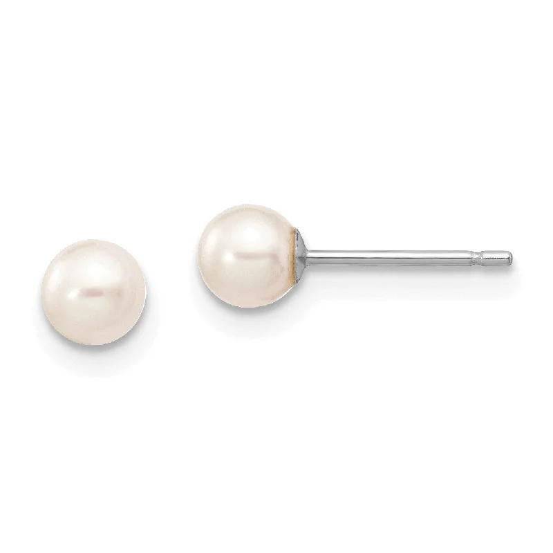 Exclusive Jewelry Bundles At Discounted Rates Best Deals Of The Season 4MM Round Pearl Stud Earrings in 14KT White Gold