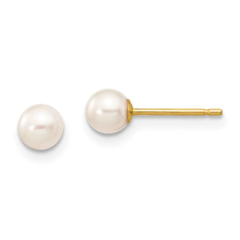 Final Call For Exquisite Jewelry At Reduced Rates Season Sale 4MM Round Pearl Stud Earrings in 14KT Yellow Gold