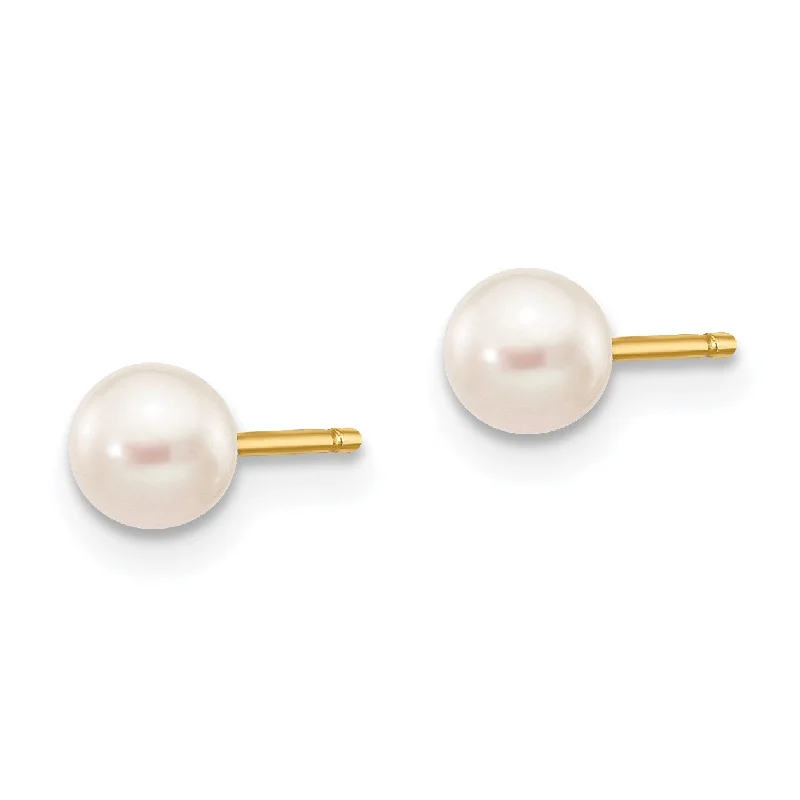 Luxury Jewelry Now At Special Promotional Rates Affordable Trendy Fashion 4MM Round Pearl Stud Earrings in 14KT Yellow Gold