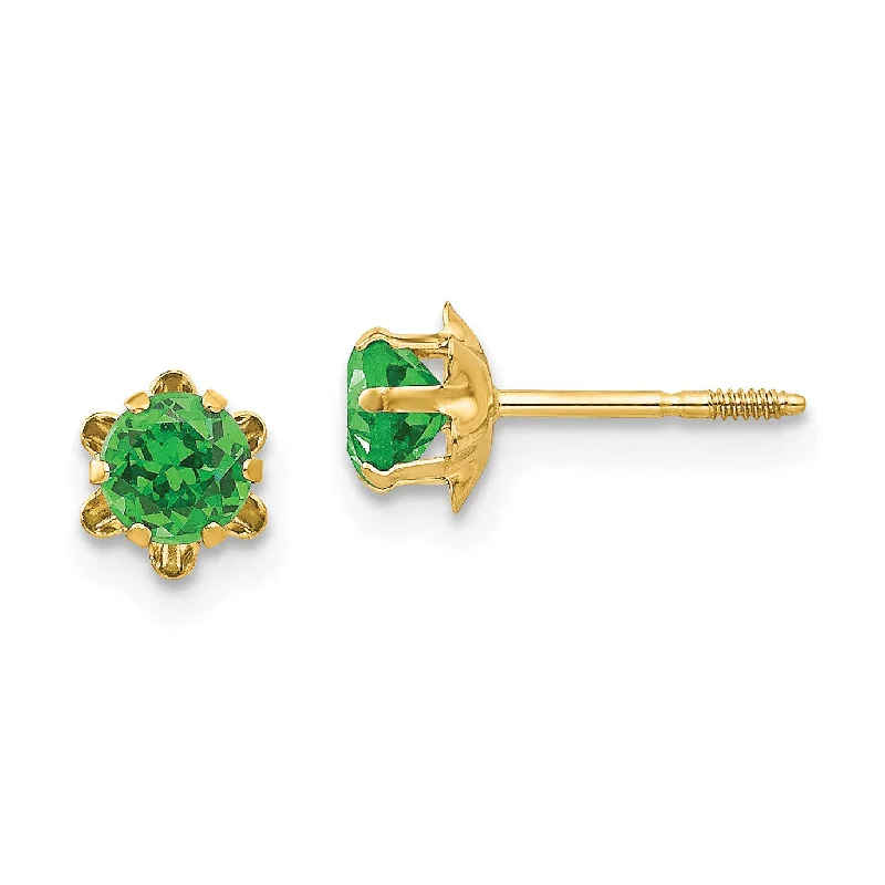 Elegant Designs, Unbeatable Discounts – Shop Jewelry Now Stay Ahead In Style 4MM Simulated Emerald Stud Earrings in 14KT Yellow Gold