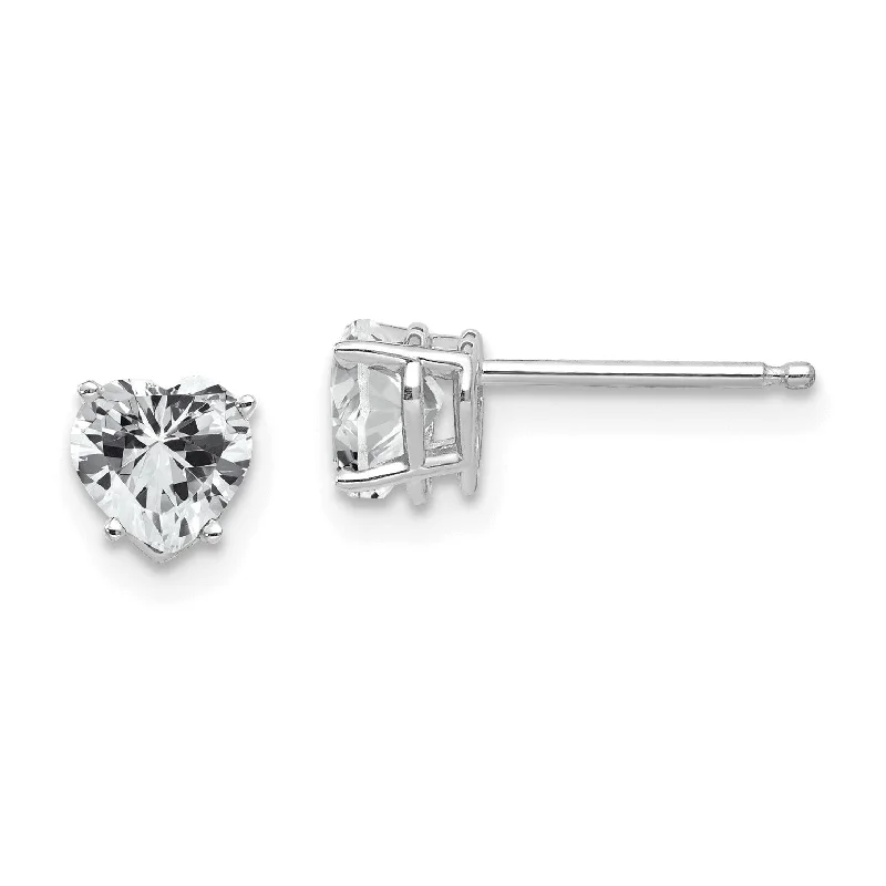 Flash Jewelry Sale – Get Stunning Pieces At Low Prices Fresh Styles, Fresh Deals 5MM Heart Shape Cubic Zirconia Stud Earrings in 14KT White Gold