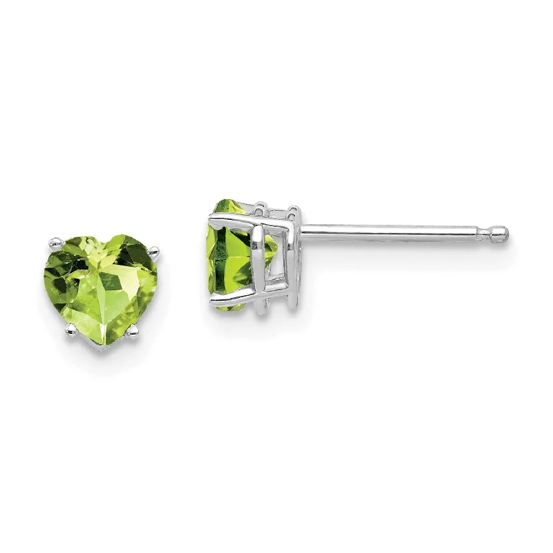 Celebrate With Sparkle – Jewelry Sale Now Live End-Of-Season Clearance 5MM Heart Shape Peridot Stud Earrings in 14KT White Gold